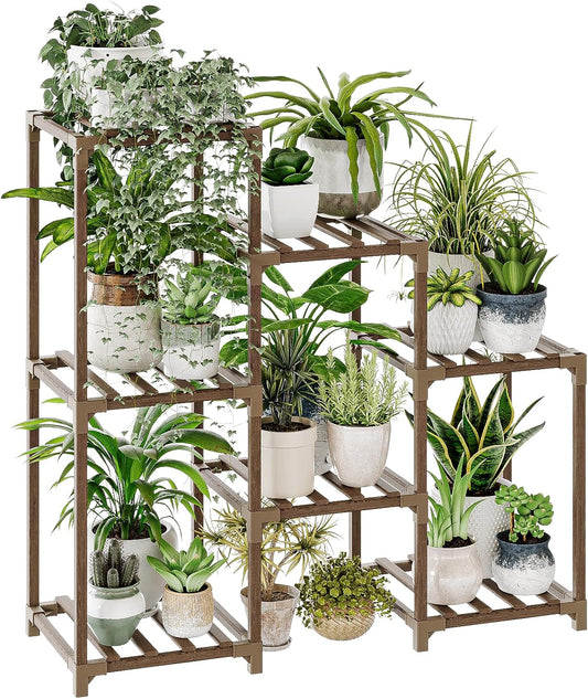 Bliss Grove Plant Stand Indoor Plant Shelf Outdoor Wood Plant Rack for Multiple Plants 3